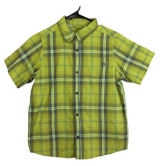 Marmot Big Kids Plaid Button Up Performance Shirt Green Plaid Size XL Outdoor - Picture 1 of 8